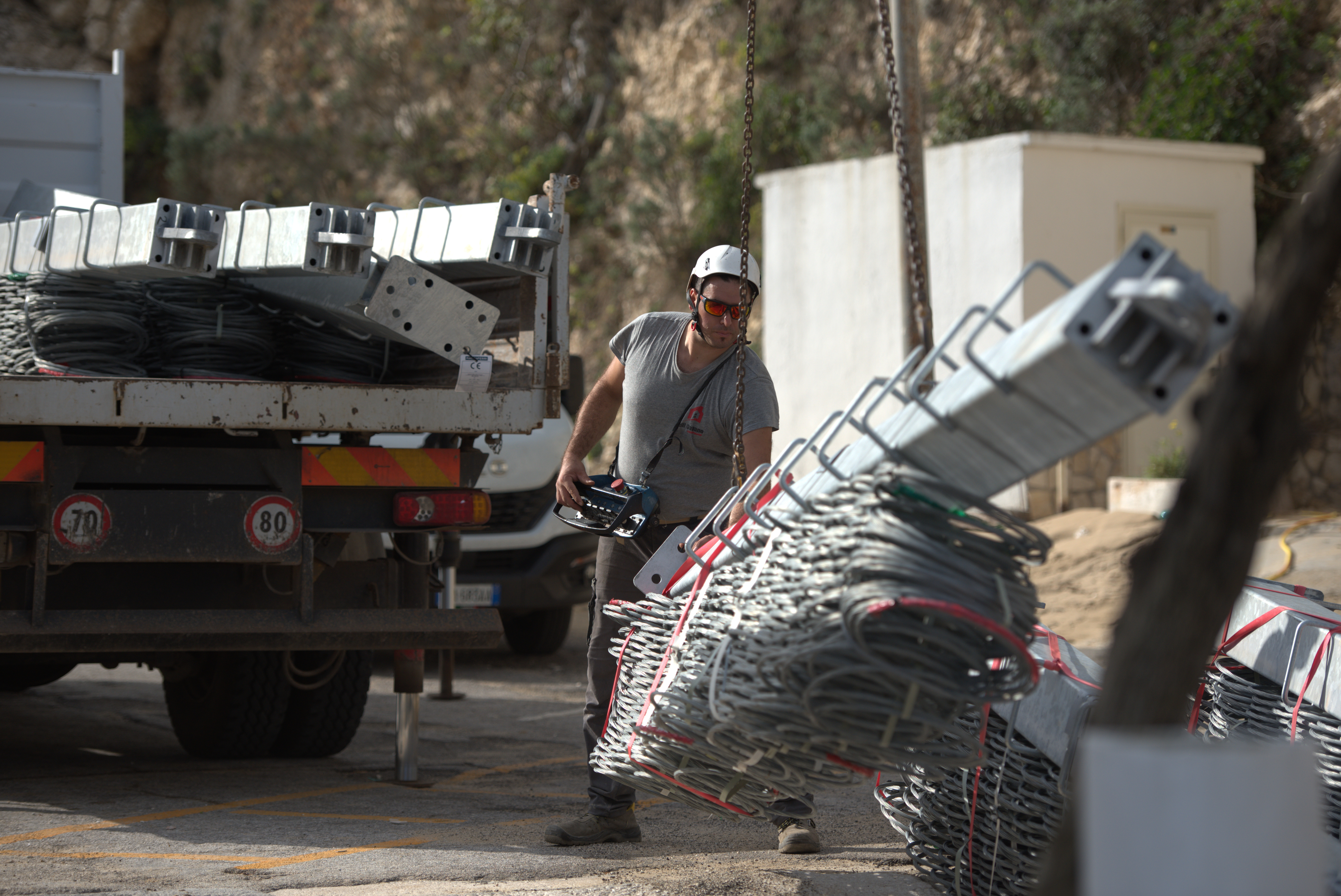 Dettaglio ancoraggio rete paramassi